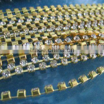 SS12 3mm Round cup chain with glass rhinestone chatons for shoes, garment