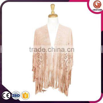 2016 New Fashionable Tassel Promotional Suede Poncho photo-2