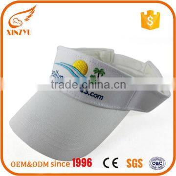 2016 new design custom elastic band white sun visor cap