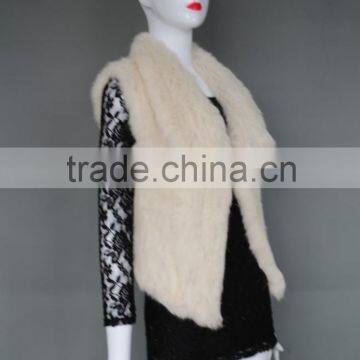 Rabbit fur vest knitted rabbit fur ponch fashion ladies vest