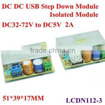 Isolated DC DC Step Down converter usb charger pcb board dc 32-72v 48V 42V 36V to 5v 2A Special for Vechile