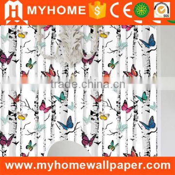 2016 New Country Style Natural Beautiful Butterfly Tree Decorative Design Wall Paper Cheap Wholesale Wallpaper Home Decoration                        
                                                Quality Choice