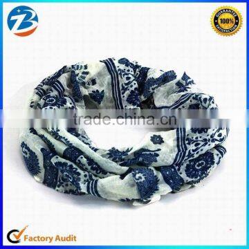 Promotional Cheap Viscose Cotton Paisley Loop Scarf for Women