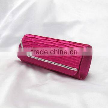 Ladies Simple Style Rhinestone Handbag Ruffled Party Satin Bag photo-2