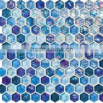 Hexagon anti-fade Glaze Glass Beads Matt Glass Mosaic Tile