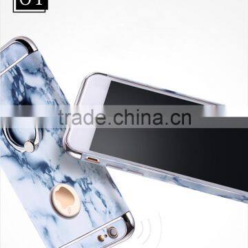 2016 With Ring Kickstand Luxury 3 in 1 Hard PC Marbling Phone Case Cover For IPhone 5S SE 6 6S Marble Checked Pattern Phone Case