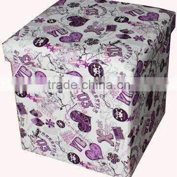 Luxury!!Flower PVC Leather folding storage stool