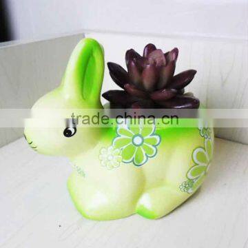 handmade rabbit design ceramic animal shape flower pot