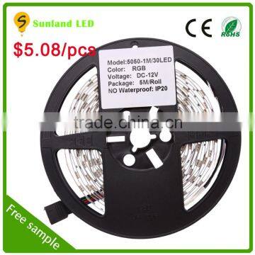 SMD5050 30LED per meter DC12V IP20 Non waterproof multicolor led light strip wholesale