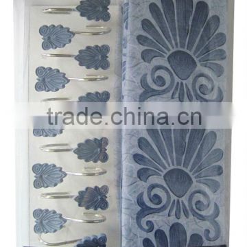 SHOWER CURTAINS & DECORATIVE RESIN HOOKS SET