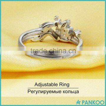 2016 New Design Gold-plated Sterling Silver CZ Finger Ring, Flower Fairy Wholesale Jewelry Women Open Ring