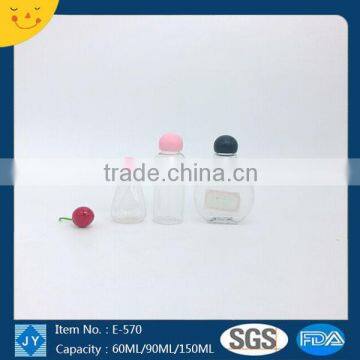 60ml/90ml/150ml with red ball cap shampoo empty plastic bottles for liquid