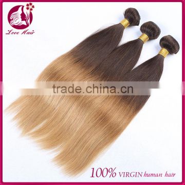 2016 Hot Selling !Two Tone Thick Bottom Factory Whoesale Wet And Wavy Ombre Colored Indian Human Hair Weave