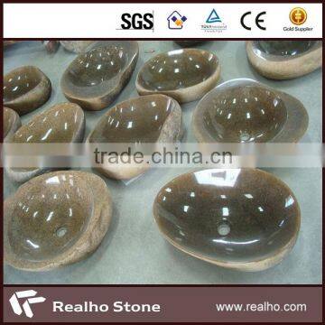 polished brown granite basin