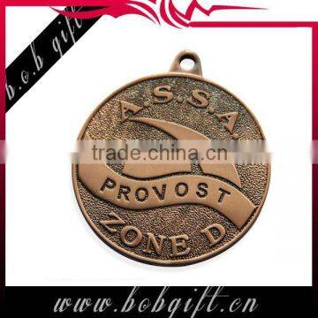 custom design brass plated medal with ribbons