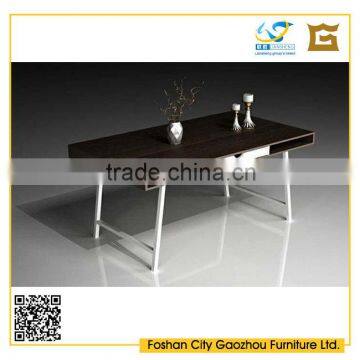 modern furniture wooden writing table design with drawer white paint steel frame