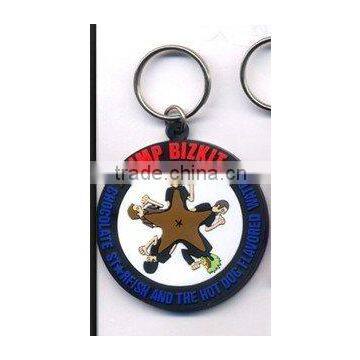 3D rubber round keychain/kering