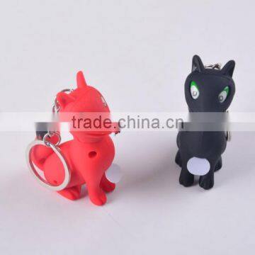 custom fox calling led light pvc keyring keychain