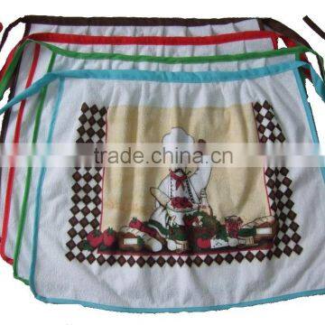 New Design Printing Terry Cotton Waist Apron for Women Half Short Waist Apron for Pakistan