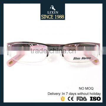 Fashion Design Metal Half-Rim Glasses Frame Women Hollow Pink/Gunmental/Silver/Bronze/Black Frame SM4022 photo-5