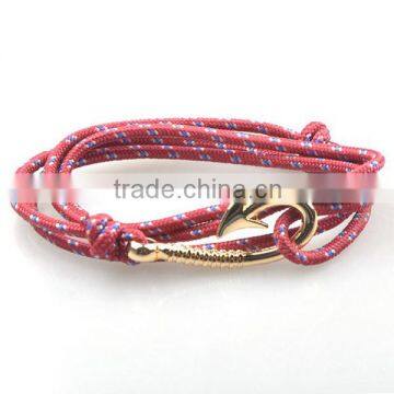 Wholesale Survival Golden Fishhook Anchor Design Paracute Bracelet photo-3
