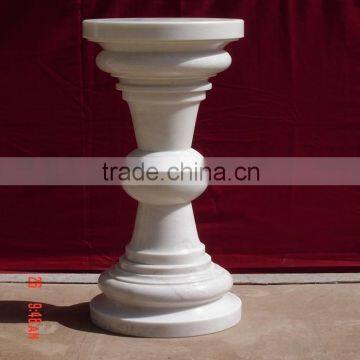 White Marble Corner Decor Pedestal