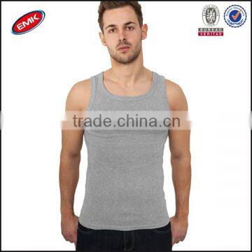 Bulk Cheap Wholesale Cotton Grey Rib Tank Top for Men photo-1