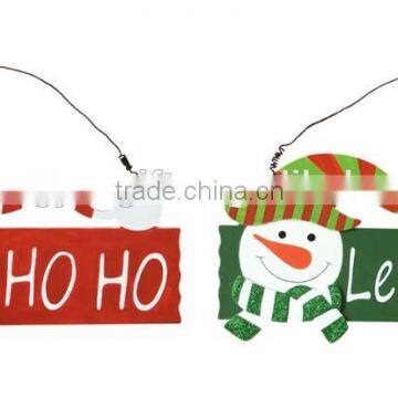 Wooden christmas hanging ornament santa claus / snowman"HOHOHO"decoration xmas hanger for family decorative on wall