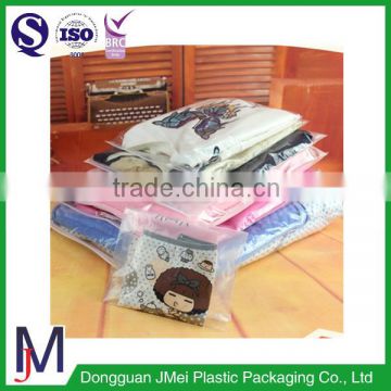 Hot sale custom print pe zipper packaging bag for clothes/three sides zipper plastic bag