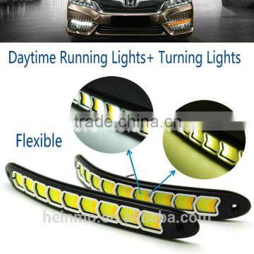 LED Flexible Daytime Running Light Turn Lights COB Day Run Lights DRL With Turning Steering Signal Lamps