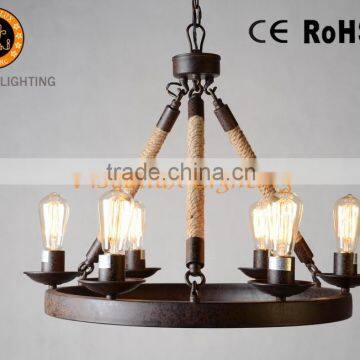 IC2062-6RS- Round Rustic Metal Frame Chandelier Vintage Lighting Fixture Chandelier