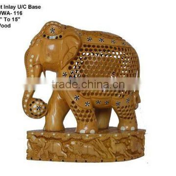 Elephant Wooden painted carving