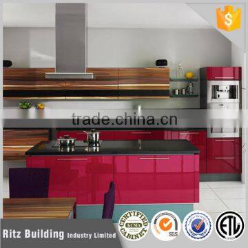 high gloss red kitchen cabinet for small Mini kitchens