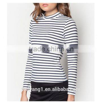 China Factory Direct Wholesale Basics High Neck Fitted Top Long Sleeves Woman Blouses photo-2