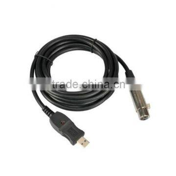 XLR Female to USB Male 3M Black Cable Cord Adapter For Microphone Connect With Computer