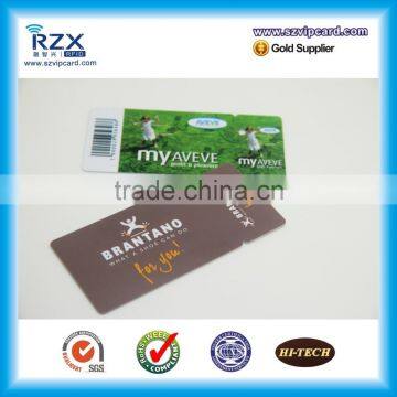 Non standard plastic PVC die cut loyalty card with small key tag