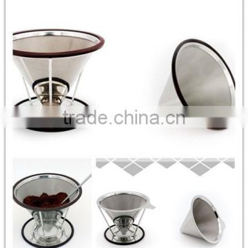 Stainless Steel Pour Over Coffee Dripper Permanent Reusable Paperless and Washable Stainless Steel Coffee Filter Cone