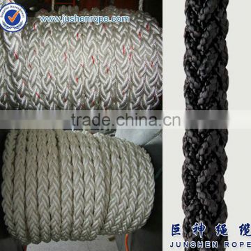 white/black 8 strands twisted nylon rope, nylon marine rope