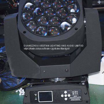 big bee eye 19pcs 15w led rgbw 4 in 1 moving head show theatre performing stage light