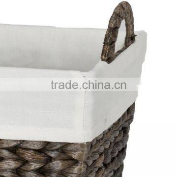 Water Hyacinth Shallow Mouth Design Large Lining Inside Basket With Handle
