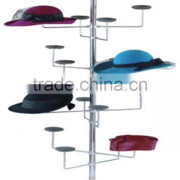 new produce Metal spinner multi-tier hat display rack for supermaket