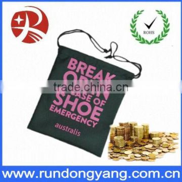 Customized logo printed most popular drawstring money bag