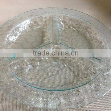 3 Partition Plate , Round Clear Glass Plate , Nut Plate , Candy Dishes photo-3