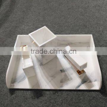 Manufacture New Acrylic Sheet Stapler 4pcs Sets Office /school Acrylic Stapler Files Tray Pen Holder Tape Holder 4pcs Sets photo-2
