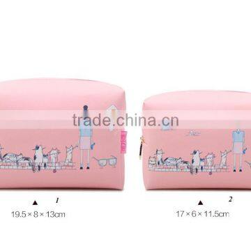 Women Pink Travel Cosmetic Bag With Zipper and Logo photo-2
