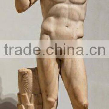 Western one arm hero white marble statue