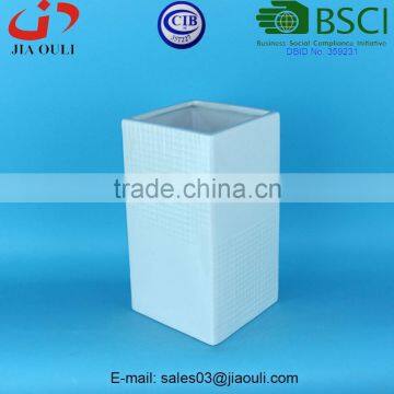 Dehua Porcelain Hot sales Ceramic Tall Square Vase, Ceramic Vase in White