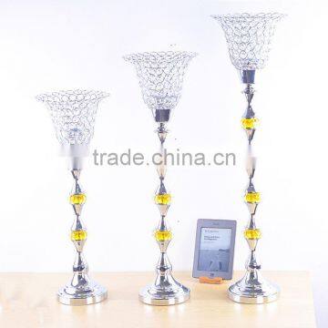 European Style Luury Electroplating Decoration Home Furnishing Iron Plated Crystal Glass Candle Holders for Home Decor