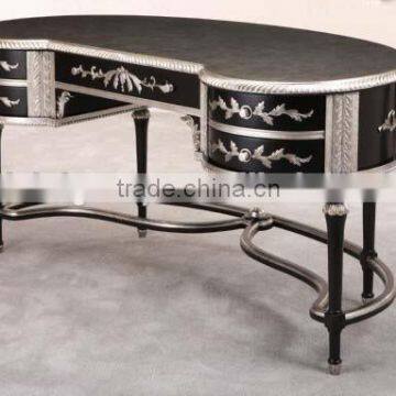 European Solid Wood Office Desk, Quality Antique New Classical Black and Silver Office Furniture BF11-07271b photo-2