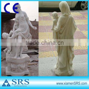 Pure white marble mother and child sculpture